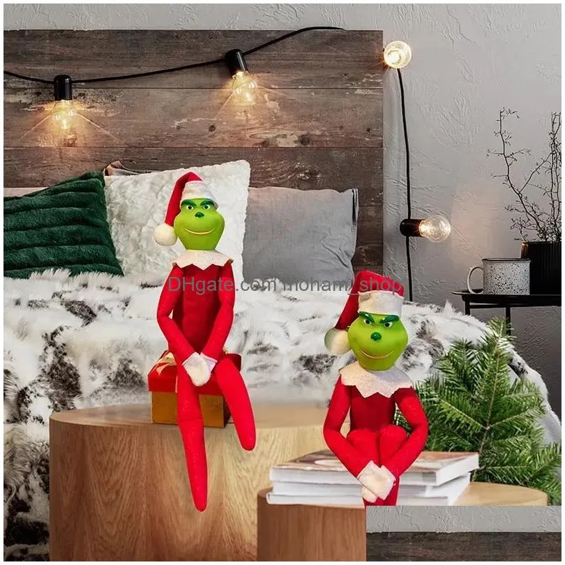 Big Grinch Stuffed Animal Soft Grinch Baby Doll With Santa Costume
