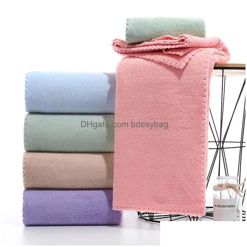 Other Bath & Toilet Supplies High Density Soft Charcoal Coral Veet Bath Towel Toilet Supplies Adt Absorbent Quick-Drying 70-140Cm Drop Dhukt