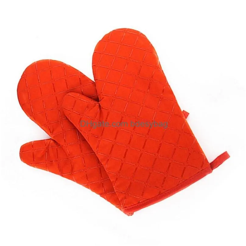 Oven Mitts Kitchen Oven Mitts With Non-Slip Sile Printed Cotton Glove 1 Piece Of Heat Resistant Cooking Baking Grilling Drop Delivery Dhgzn