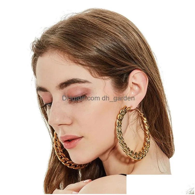 Hoop & Huggie Trendy Big Alloy Hoop Earrings For Women 2021 Gold Circle Round Metal Eearring Fashion Jewelry Drop Delivery Je Dhgarden Oty3U