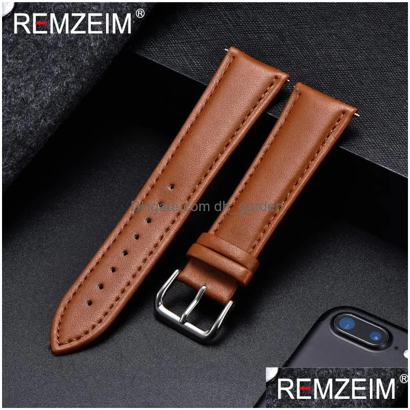 Watch Bands Fashion Leather Watchband Soft Material Watch Band Wrist Strap 22Mm With Sier Stainless Steel Buckle Drop Delive Dhgarden Otcpw