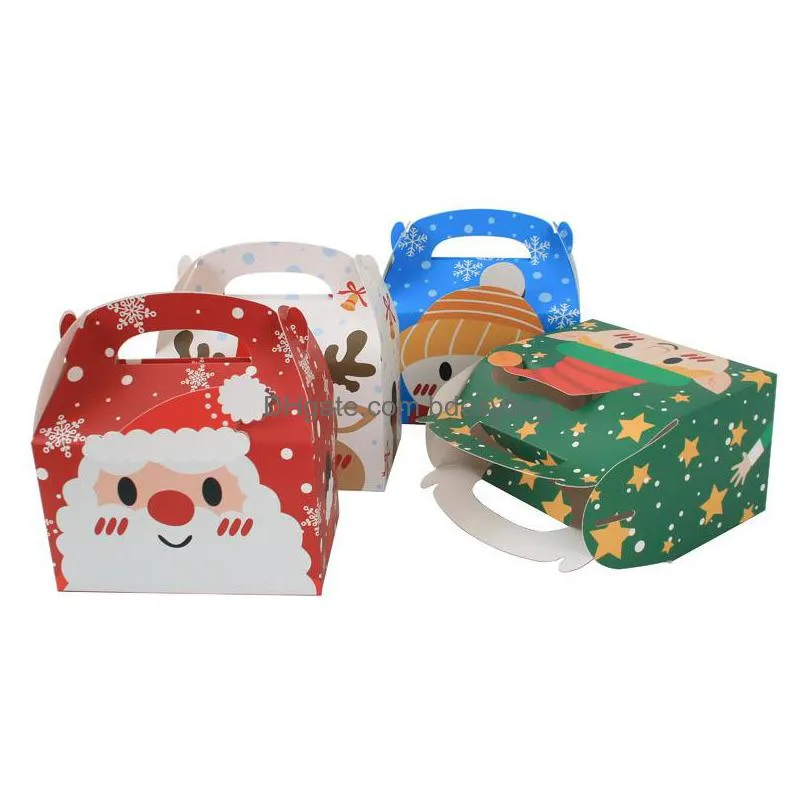 christmas paper gift boxes wedding birthday party favor goodie candy buffet cake box gift bag with handle new year lx4963