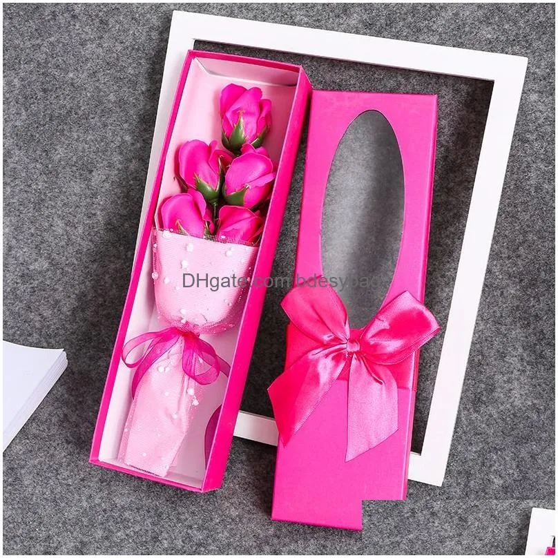 Decorative Flowers & Wreaths Valentine Day Soap Decorative Flower Bouquet Gift Box Romantic Rose Artificial Flowers Bath Petal Home We Dhbyc