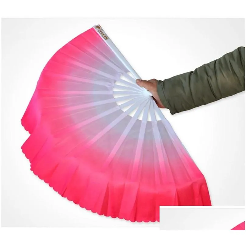 dance fans fashion gradient color chinese real silk dance veil fan kungfu belly dancing fans for wedding party gift favor 15pcs