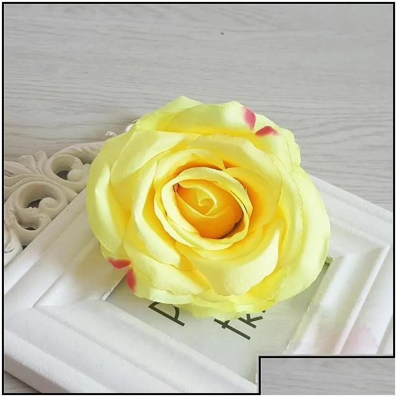 Wedding Flowers New 9Cm Artificial Rose Flower Heads Silk Decorative Party Decoration Wedding Wall Bouquet White Roses Drop Delivery