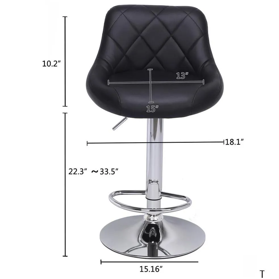 waco modern bar stools high tools type 2pcs adjustable chair disk rhombus backrest design dining counter pub chairs black2456