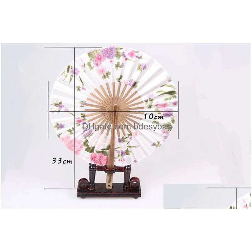 japanese style windmill bamboo silk round fan japanese hand fan flower held fans hanging decorative holiday wedding shower favor