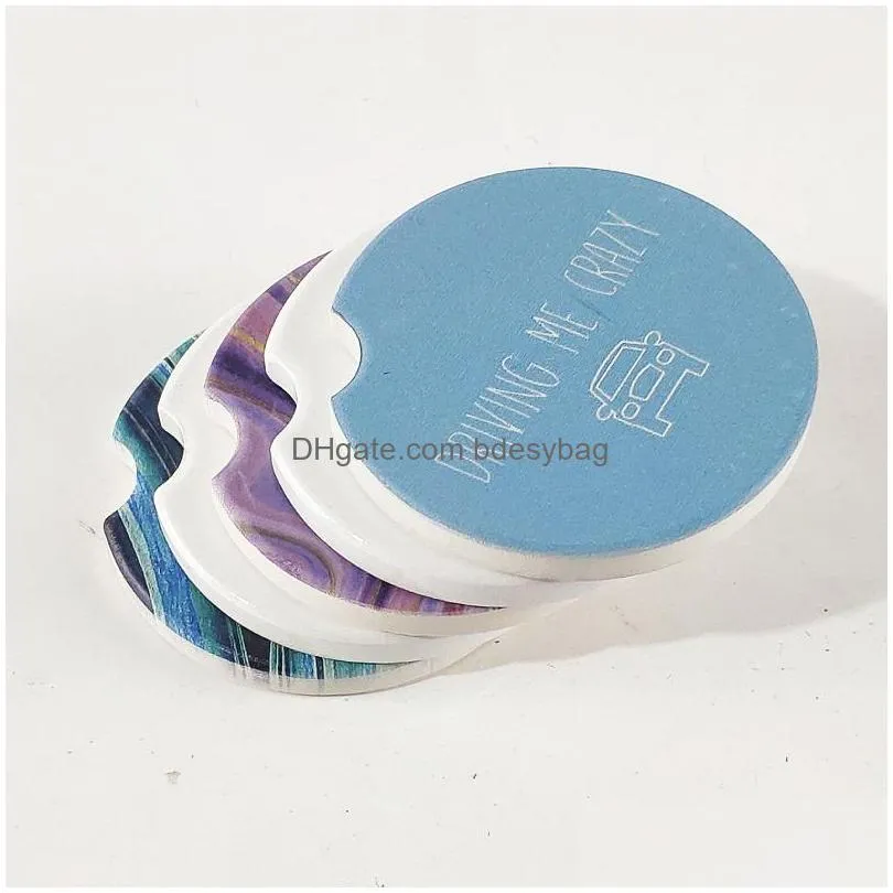 sublimation blank car cup mat ceramics coasters 6.6x6.6cm heat transfer printing coaster consumables materials w0214