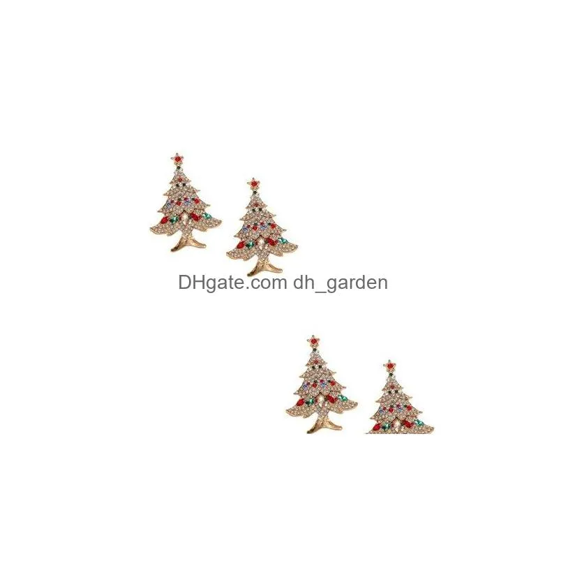 charm crossborder european and american water brick christmas gifts highend diamondstudded christmas tree ear needles autumn earrings for