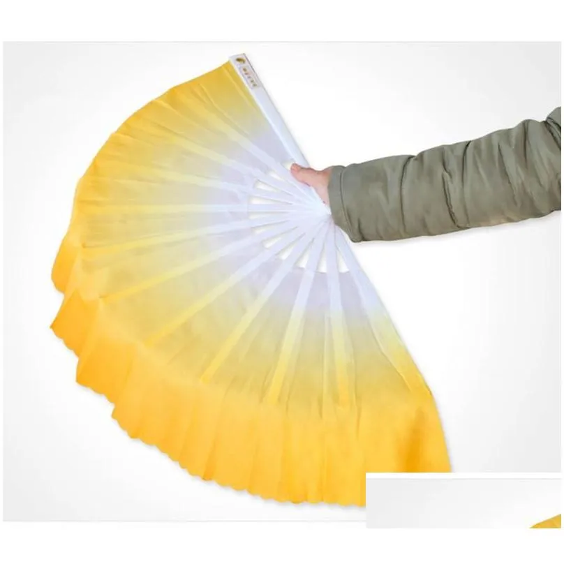 dance fans fashion gradient color chinese real silk dance veil fan kungfu belly dancing fans for wedding party gift favor 15pcs