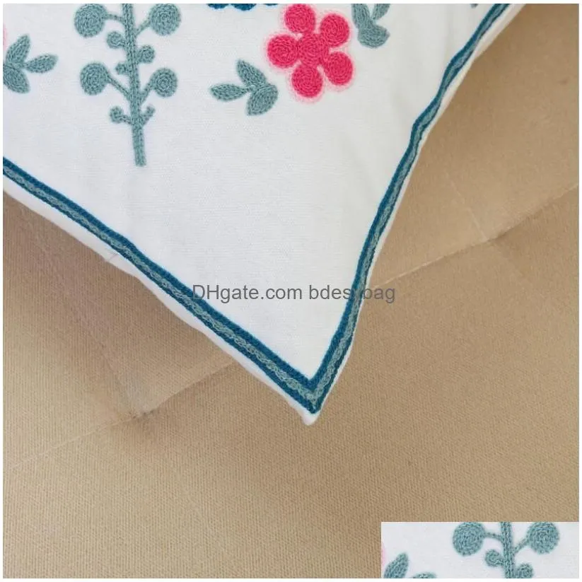 Cushion/Decorative Pillow Decorative Cotton Clogheted Pillow Case Cushion Er Ethnic National Handmade Flower Boho Vintage 45X45Cm Drop Dhakw