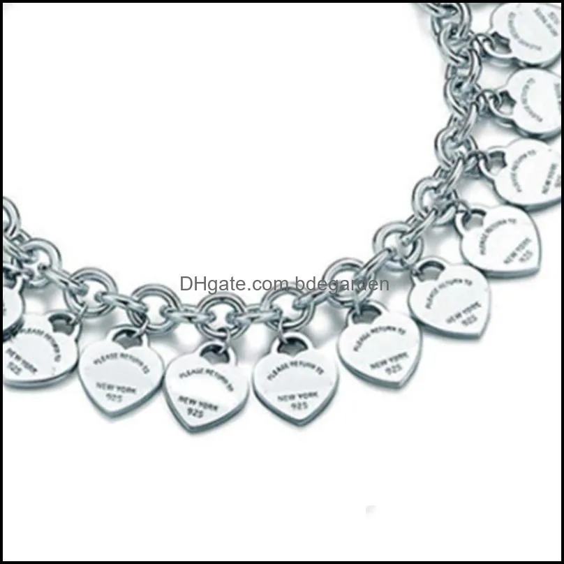 sterling silver 925 classic fashion silver heart card ladies bracelet jewelry holiday gift 200925