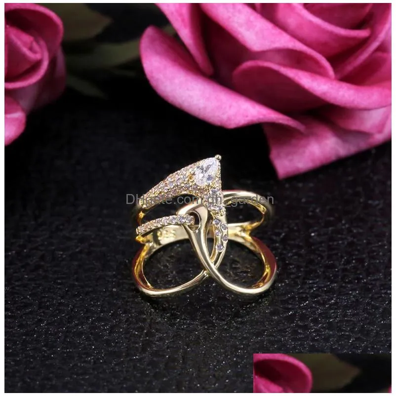 Band Rings Huitan Luxury Irregar Magical Witch Ring Super Cool Accessories Gadget Golden Twist Winding Women Jewelry Persona Dhgarden Otc8Y