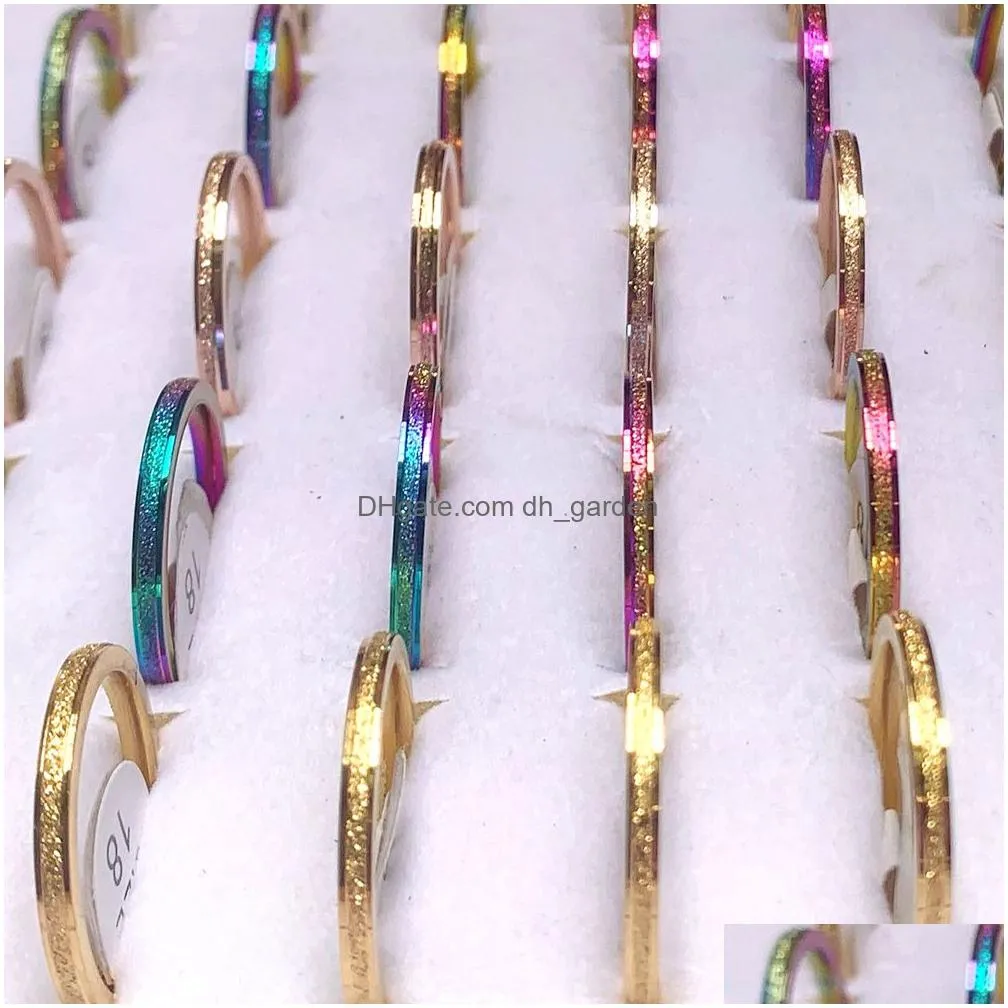 bulk lots 60pcs fashion shiny band rings rose gold rainbow mix elegant women wedding gifts jewelry