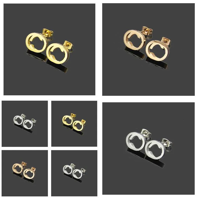 hollow style extravagant men studs classic simple earring 316l steel silver g letter elagant women stud earrings fashion jewelry