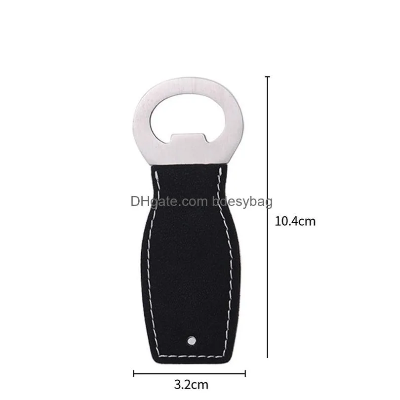 stainless steel flat bottle opener bartender beer opener with leather handle solid durable for kitchen bar lx5523
