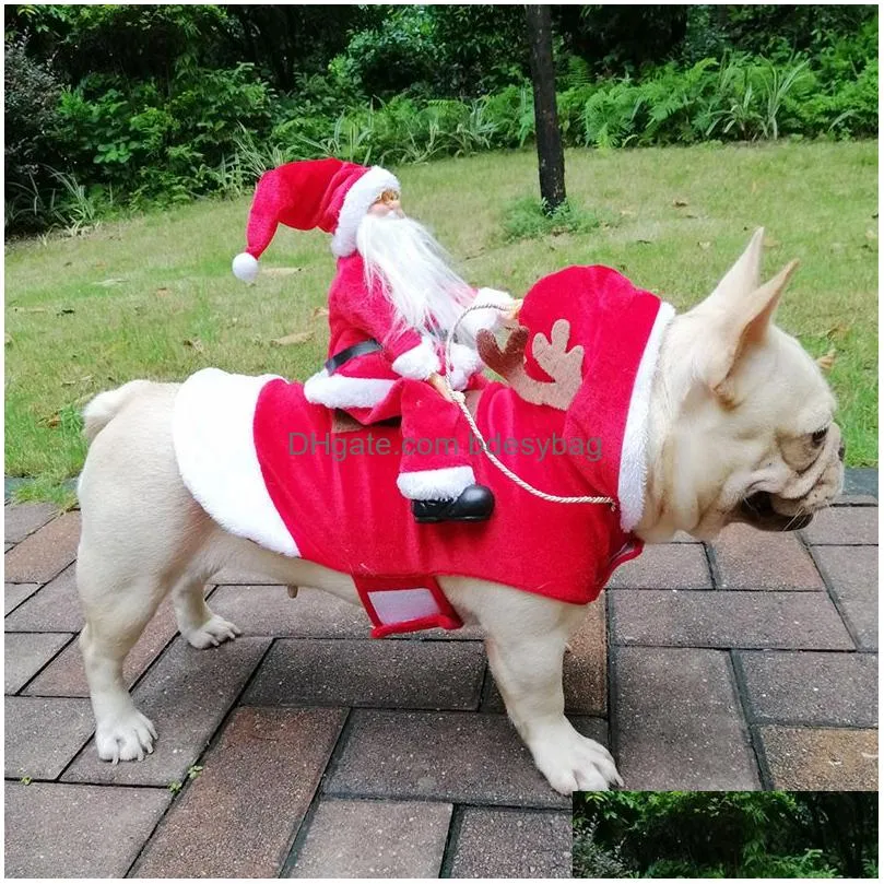 Dog Apparel Christmas Pet Dog Apparel Cat Costumes Funny Santa Claus Costume For Cats Novelty Clothes Pug Clothing Drop Delivery Home Dhf1O