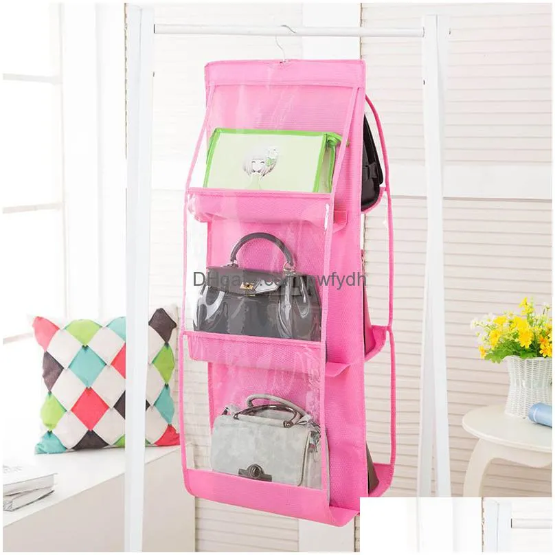hanging handbag organizer for wardrobe closet transparent storage bag door wall clear sundry shoe bag with hanger pouch wly935