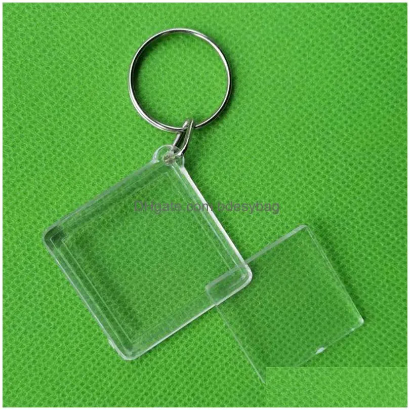 blank acrylic keychains key chains insert photo plastic keyrings for gift wholesale lx5233