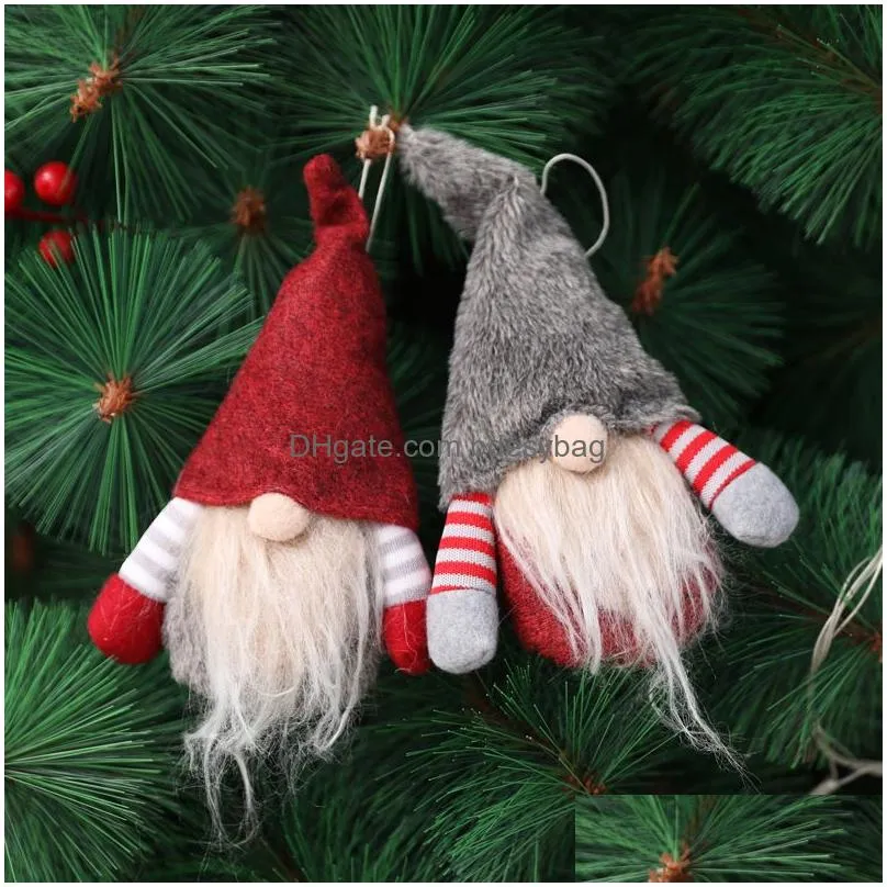 Christmas Decorations Mini Faceless Old Man Doll Christmas Tree Plush Gnome Hanging Pendant Decoration For Home Party Ornaments Drop D Dhdj4