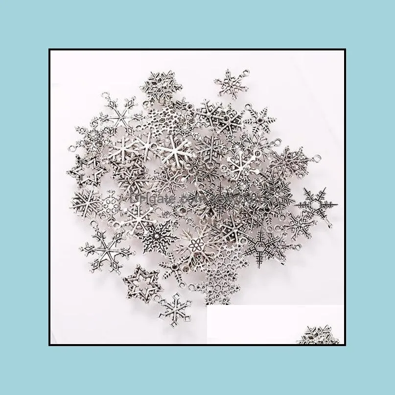 wholesale 100g/bag retro christmas tree snowflake deer snowman necklace pendant bracelet earrings pendant diy jewelry accessories