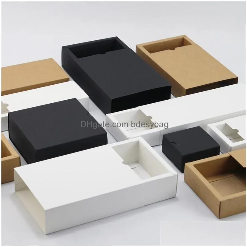white/black/kraft paper drawer shape handmade soap packaging paper boxes different sizes gift packaging box wholesale lz1316