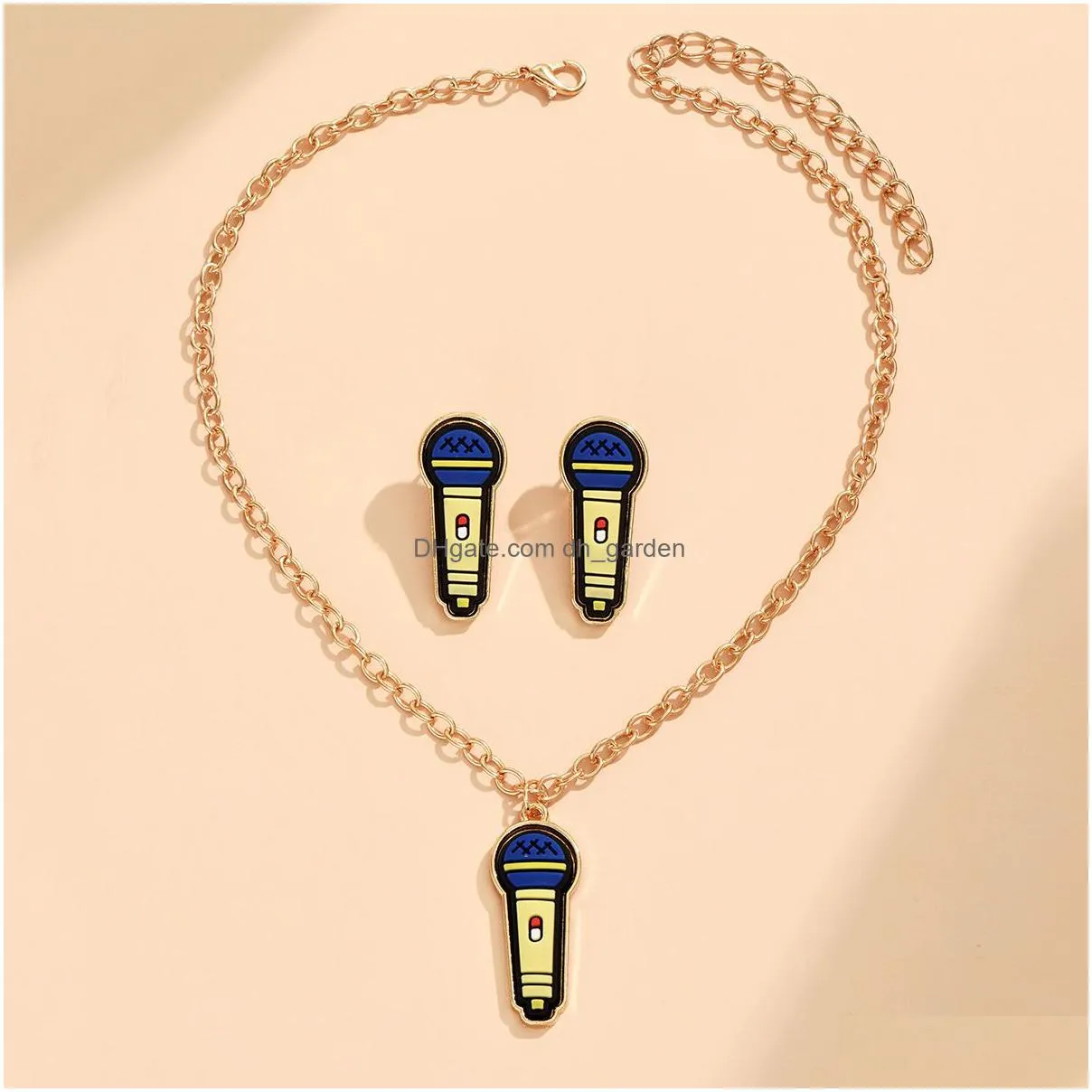 earring european and american crossborder hotselling microphone necklace earrings jewelry set hiphop hiphop style accessories spot
