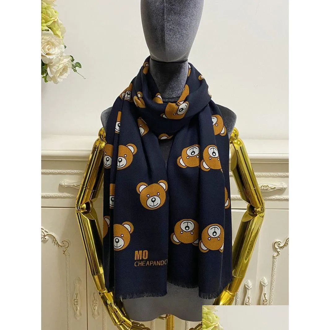 womens long scarf scarves 100% wool material print letters bear pattern size 180cm 65cm