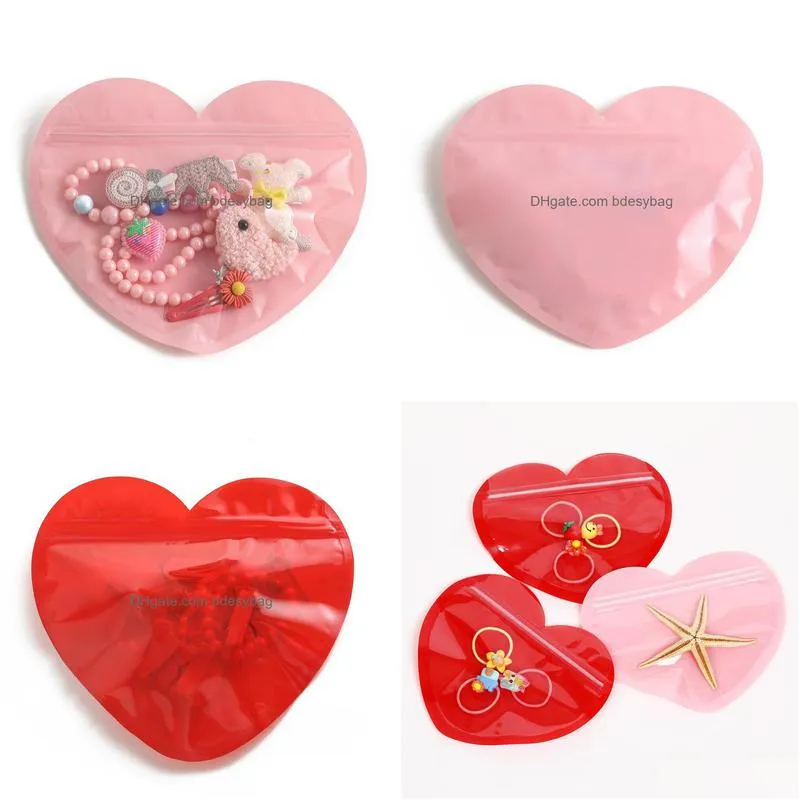 heart shaped jewelry small bag love plastic bag valentines day candy food self sealed bag wholesale lx4899