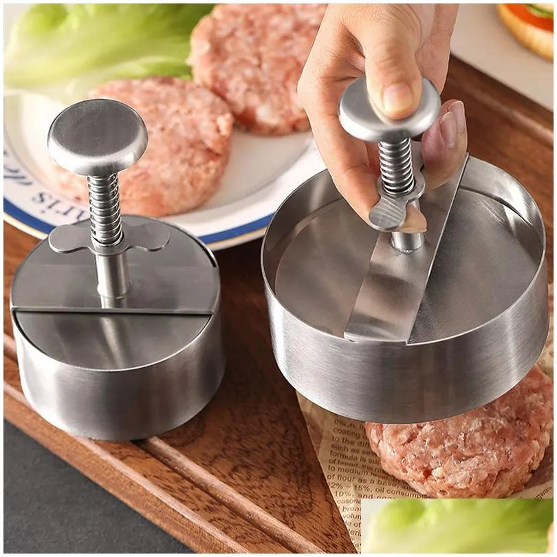 Meat Poultry Tools 304 Stainless Steel Hamburger Press Burger Patty Maker Pork Beef Burgers Manual Mold for Grill Griddle Kitchen