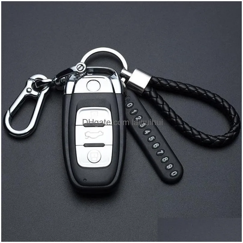 anti-lost car key pendant split rings keychain phone number card keyring auto vehicle lobster clasp key chain car accessories