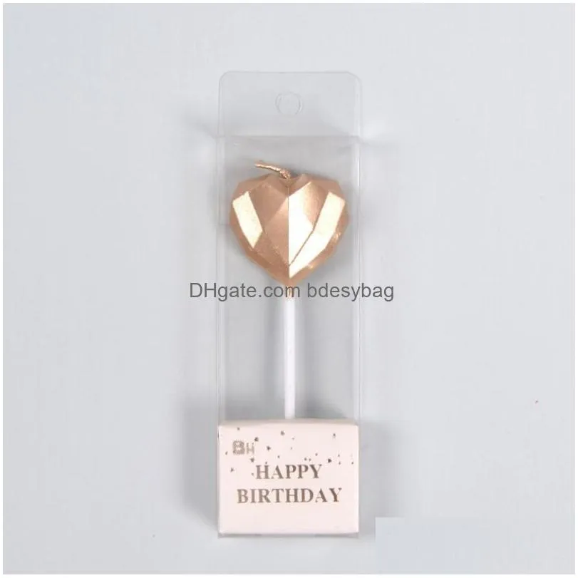 Candles Creative Love Candle Heart-Shaped Five-Pointed Star Shape Candles Birthday Cake Decoration With Pvc Box Drop Delivery Home Gar Dhsfd