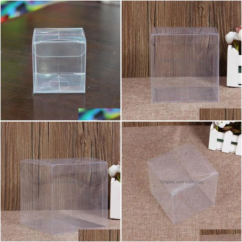 5x5x5cm square pvc birthday gift storage box wedding favor holder chocolate candy boxes package shipipng za4525