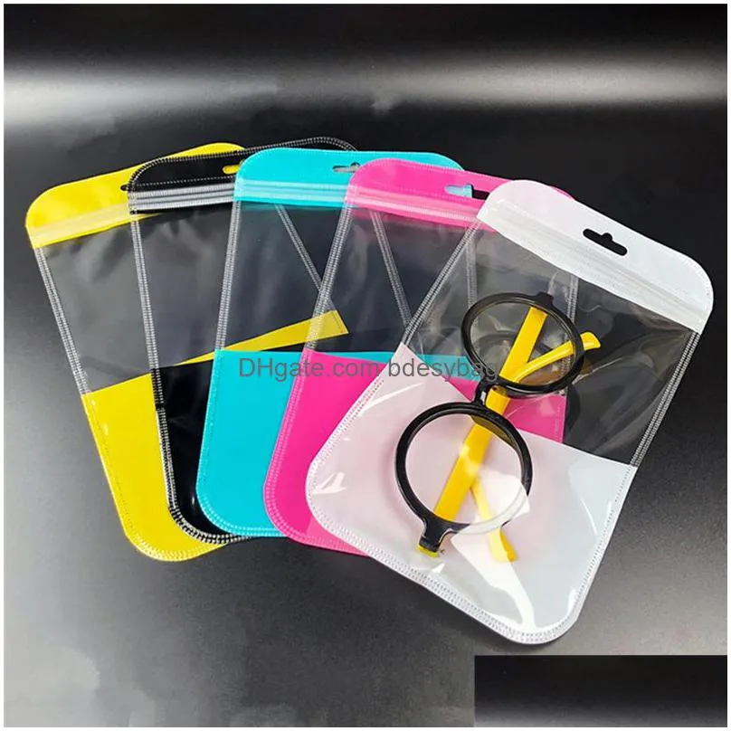 20 size translucent plastic zipper storage bag with hang hole pouches electronic accessories jewelry self seal storage bag lx4136