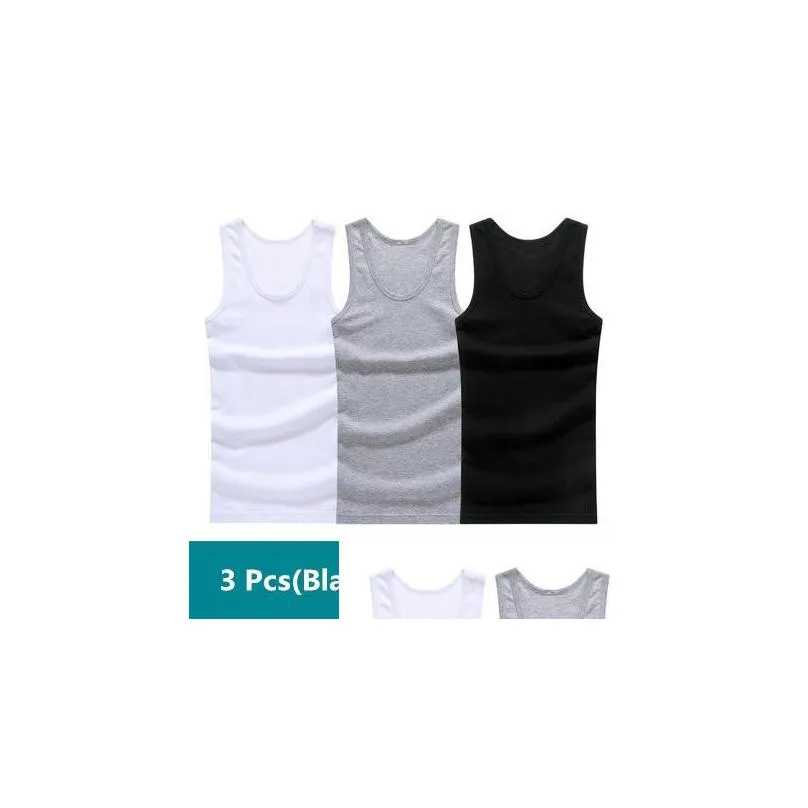 mens tank tops 3 piece/lot 2021 mens summer slim fit cotton solid underwear men quality casual sleeveless tee pack of