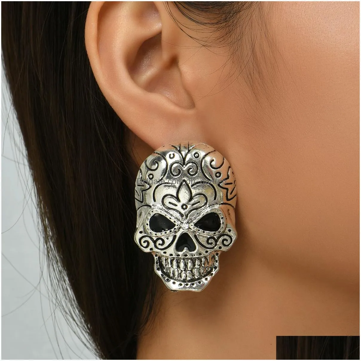 charm european and american crossborder new manufacturers hot selling earrings highend alloy ear wholesale halloween skull ear