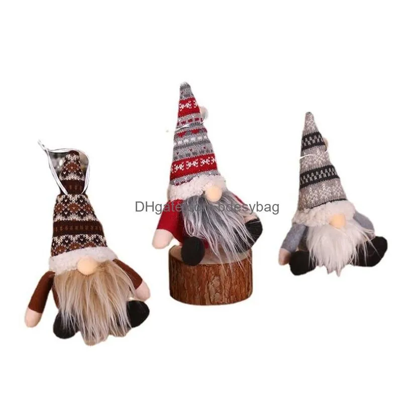 Christmas Decorations Mini Faceless Old Man Doll Christmas Tree Plush Gnome Hanging Pendant Decoration For Home Party Ornaments Drop D Dhdj4