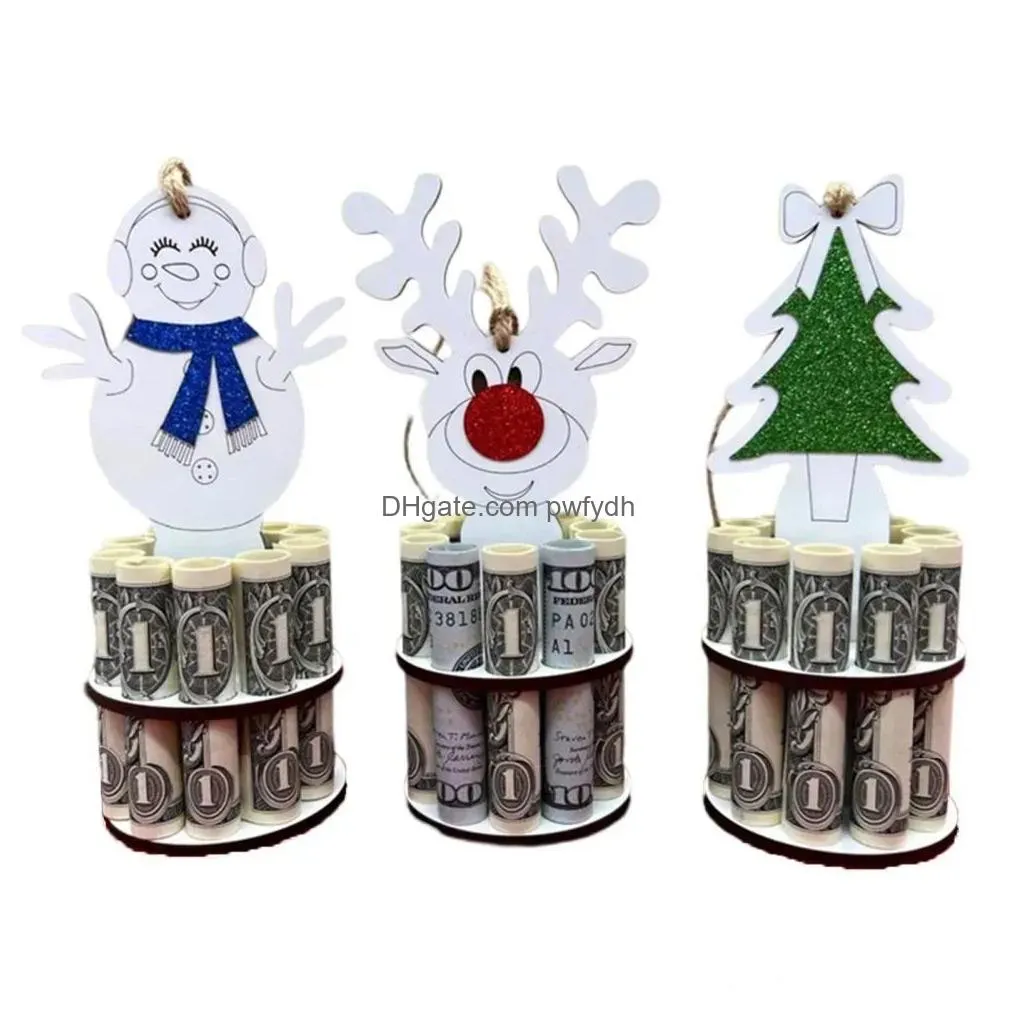  christmas ornament with 10 holes cartoon unique money holder decoration festival party supplies wallet cake rack diy money stand cpa7041