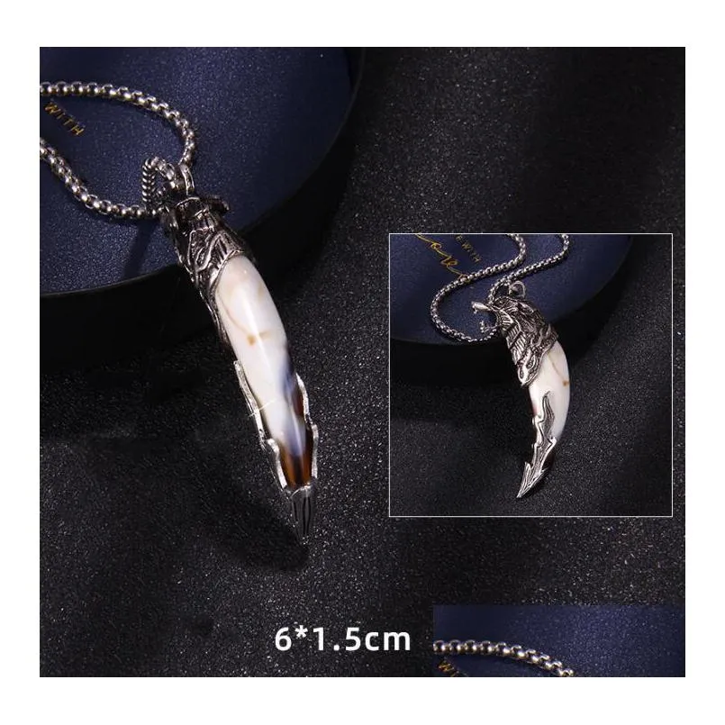 animal wolf tooth pendent necklace for men long chain elephant dragon head necklaces vintage jewelry wholesale