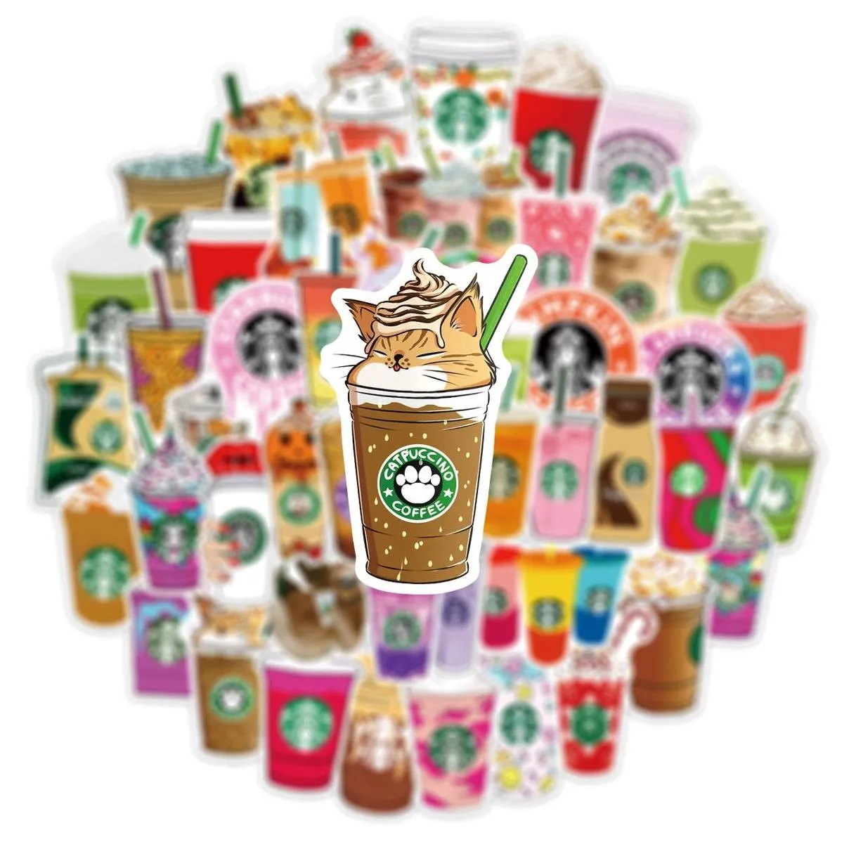 54 starbucks coffee milk tea mugs graffiti stickers laptop luggage car stickers