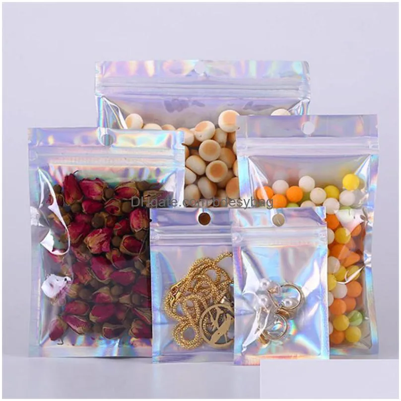 flat bath salt cosmetic bag one side clear holographic laser mini aluminum foil bags wholesale lx2731