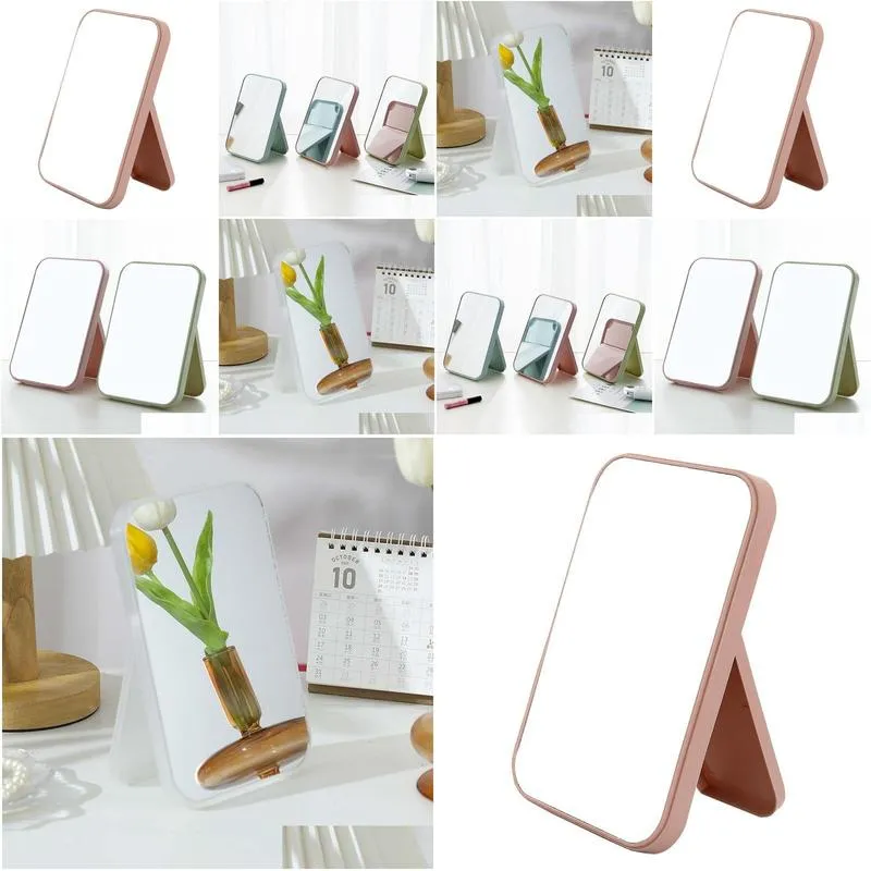 Mirrors Desktop Foldable Portable Makeup Mirror Student Dormitory Small Dressing Princess Drop Delivery Home Garden Home Decor Otbhu