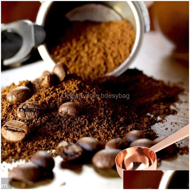stainless steel 2 in 1 coffee scoop stand tamper spoon tools portable coffee powder measuring scoops lx4680