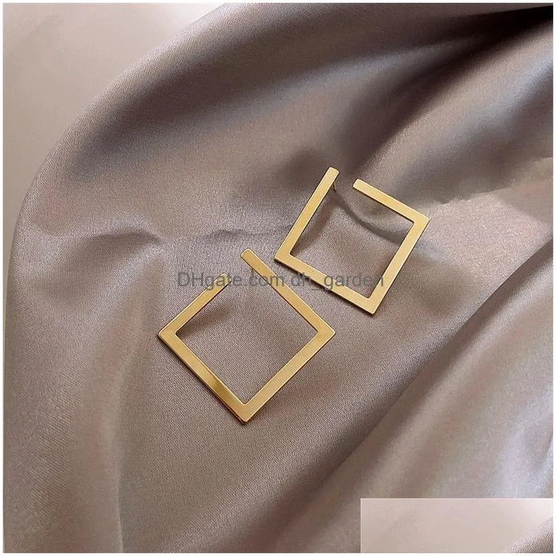 Stud Retro Minimalist Square Earrings Irregar Stud Earring New Exaggerated Cold Wind Fashion For Women Opening Accessories D Dhgarden Otqpv