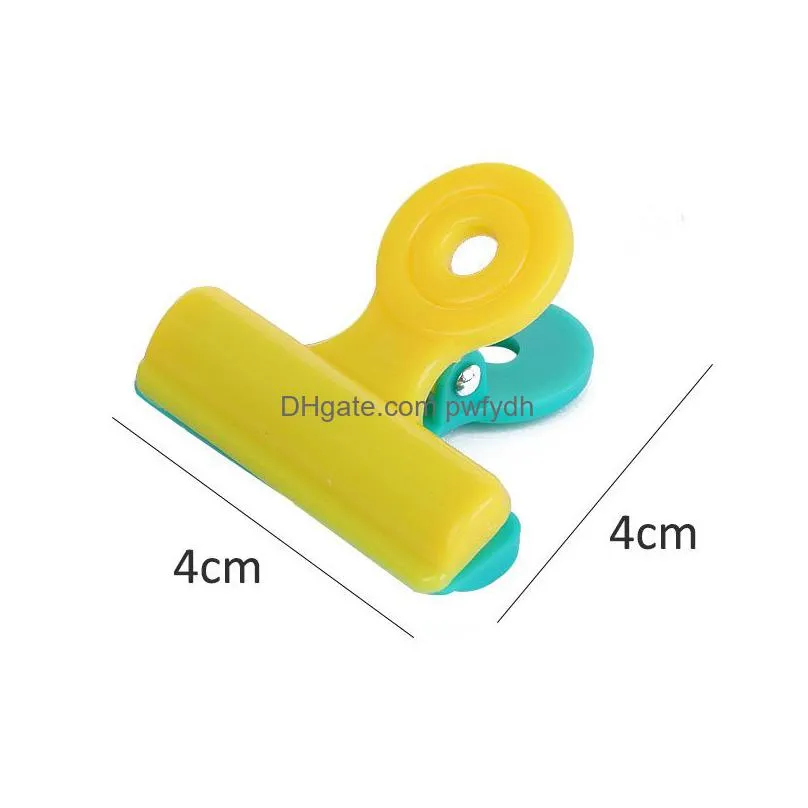 5pcs/set food snack storage seal tool office file holder plastic sealing bag clips kitchen accessory candy color food close clip hh573