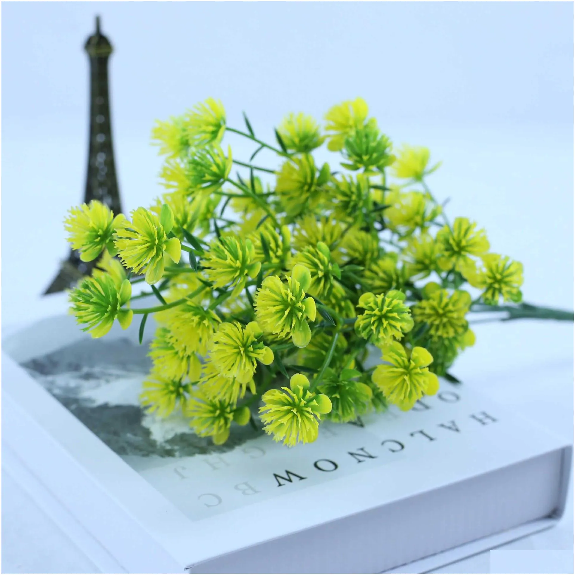 Dried Flowers Artificial  small bayberry home dining table wedding party decoration artificial plant fake flower flocking R230612
