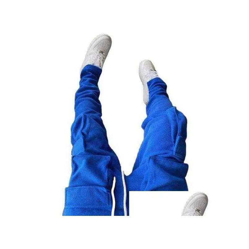 fall winter streetwear mens cargo pants pockets sweat pant casual trousers mens jogging pants sweatpants h1223