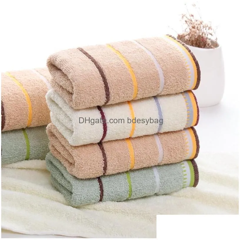 Towel Soft Striped Beach Towel Bathroom Strongly Water Absorbent Adt 100% Cotton 34 X 75 Cm Drop Delivery Home Garden Home Textiles Dhhw0