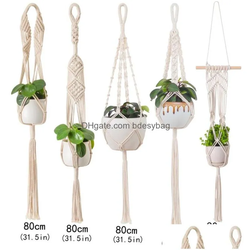 Novelty Items Novelty Items Handmade Plant Hanger Flower Pot For Wall Decoration Courtyard Garden Wall-Mounted Flowerpot Net Bag Drop Dhkrs