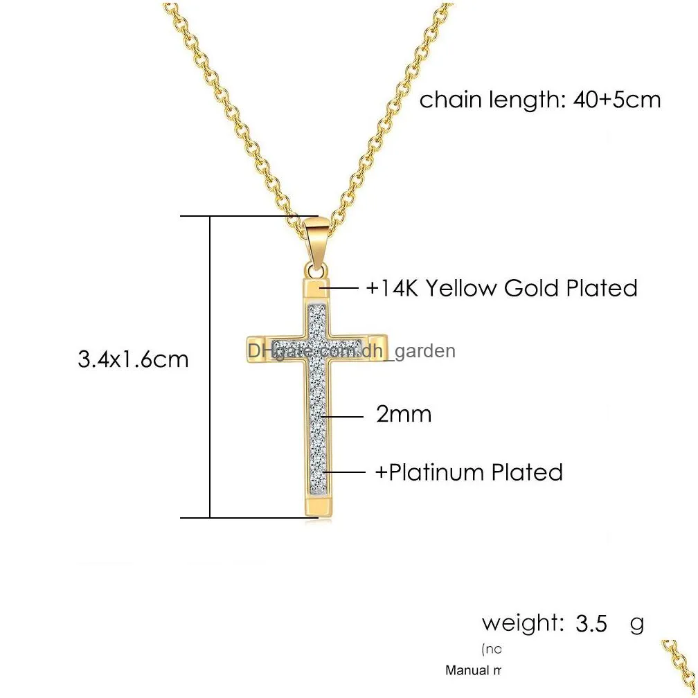 Pendant Necklaces Pendant Necklace For Women Luxury Zircon Cross Light Gold Color Kpop Choker Chain Christmas Gift Jewelry N Dhgarden Otvcr